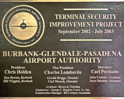 Bronze Plaque for Terminal Security Improvement Project