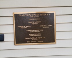 Plainview Water District Bronze Dedication Plaque