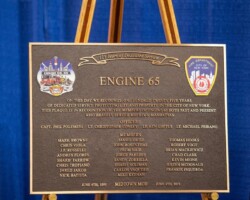Bronze plaque for FDNY Engine 65 Centenial