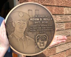 Photo Engraved Bronze Plaques #33 bronze plaque, flat band border, oxidized background, text and images