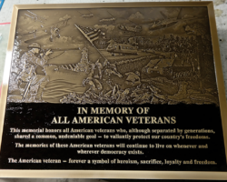 MILITARY PLAQUES & EMBLEMS #3 PHOTO ENGRAVED BRONZE PLAQUE, BEVEL BORDER WITH BRONZE GRAPHICS