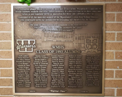 Photo Engraved Bronze Plaques #6 bronze plaque, flat band border, oxidized background, text and images