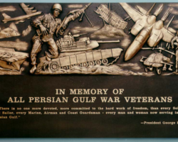 MILITARY PLAQUES & EMBLEMS #6 CAST BRONZE BAS-RELIEF PLAQUE FOR GULF WAR VETERANS