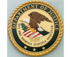 MILITARY PLAQUES & EMBLEMS #19 CAST ALUMINUM EMBLEM PAINTED IN FULL COLOR, DEPARTMENT OF JUSTICE