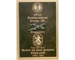MILITARY PLAQUES & EMBLEMS #31 CAST BRONZE PLAQUE, FLAT BAND BEVEL, OXIDIZED BACKGROUND, FLAT RELIEF EMBLEMS AND SCULPTED PLANE