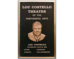 Photo #14 Cast bronze plaque, Bevel border, brown background bas-relief portrait.