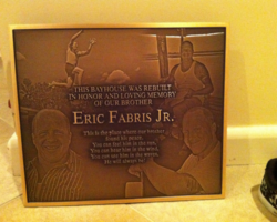 Photo #17 Photo engraved Bronze plaque with a flat band border and oxidized color, Studs on back for mounting.