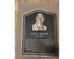 Photo #28 Cast bronze plaque, arched top, Sculpted Ivy leaf border, Bronze bas-relief head.