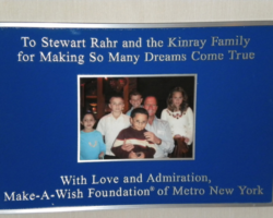 Portrait Plaques #10  Aluminum plaque, flat band border, blue background, leather texture, UV printed portrait, concealed mounting.