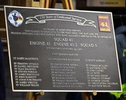 Bronze plaque #14  bronze plaque, flat band border, brown background, leatherette texture, UV printed logos, concealed stud mount.