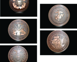 MILITARY PLAQUES & EMBLEMS #14 CAST BRONZE MILITARY EMBLEMS IN FLAT RELIEF