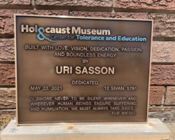 Photo Engraved Bronze Plaques #28 bronze plaque, flat band border, oxidized background, text and images