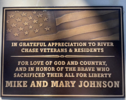 MILITARY PLAQUES & EMBLEMS #38 PHOTO ENGRAVED BRONZE PLAQUE WITH BRONZE FLAG