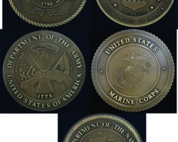 MILITARY PLAQUES & EMBLEMS #15 PHOTO ENGRAVED BRONZE MILITARY EMBLEMS, OXIDIZED BACKAGROUNDS