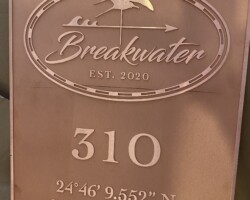 Bronze plaque #24  bronze plaque, flat band border, no background or texture, flat relief logo, concealed stud mount.