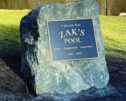 Zak’s Pool Bronze Dedication Plaque